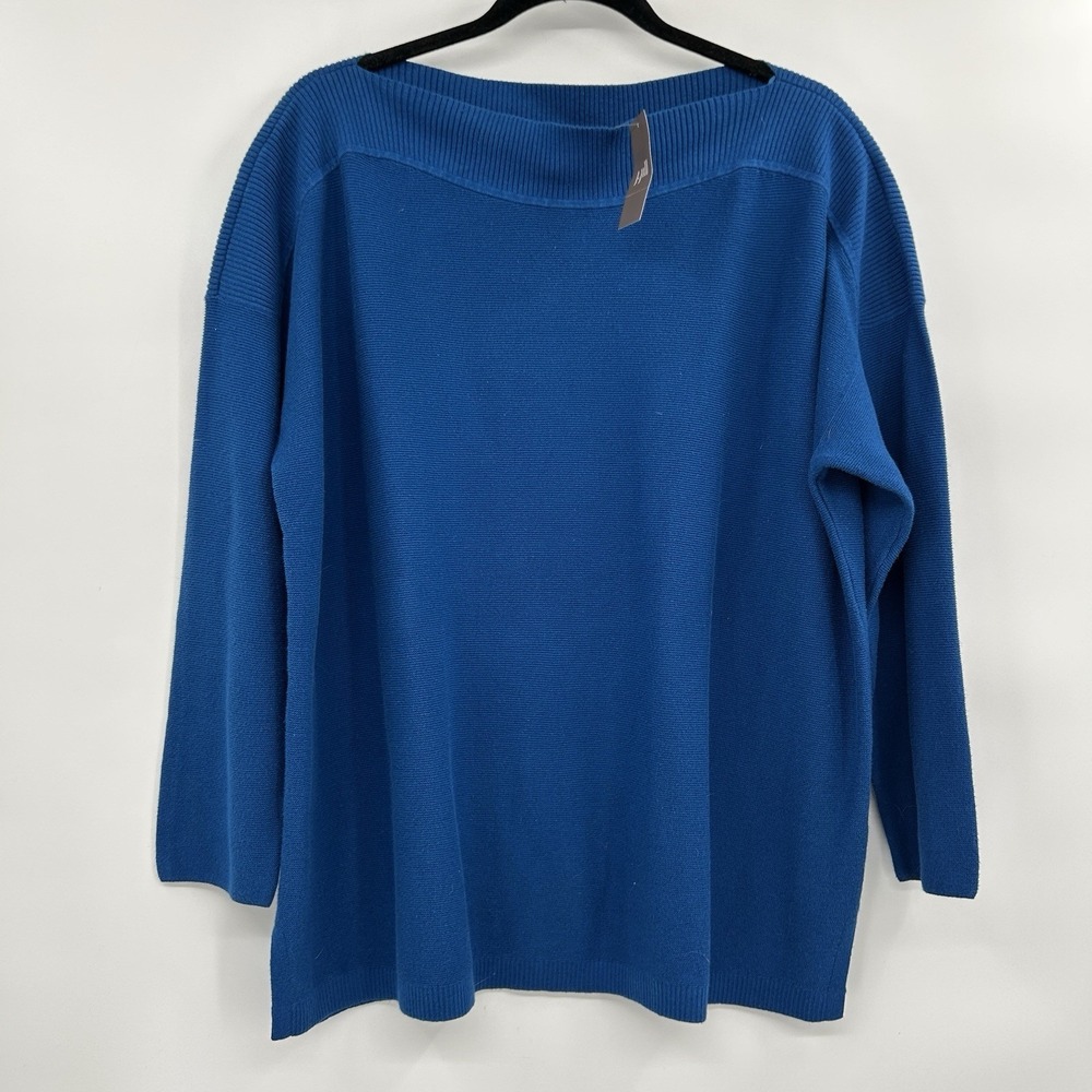 J. Jill Womens Boatneck Sweater Size XL Petite Blue‎ Classic Career  3/4 Sleeve